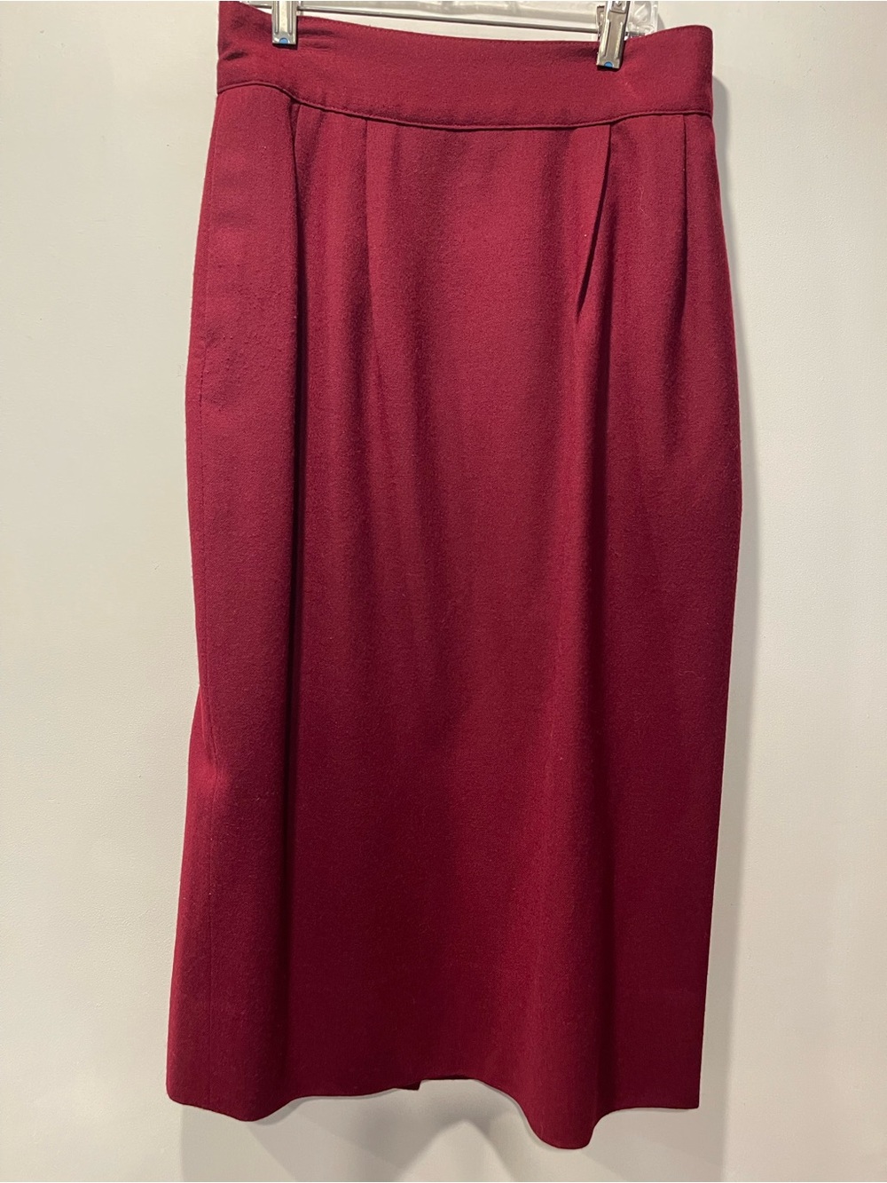 Vintage Howard Wolf Burgundy Wool High Waist Straight Skirt 28” Waist Lined USA